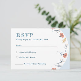 Mooie Retro Bloemen Huwelijk RSVP Kaarten