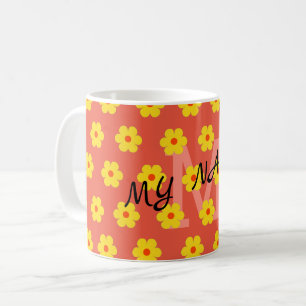Mooie retro bloemen initiaal koffiemok