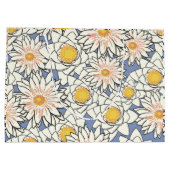 Mooie retro bloemenprint verjaardag blauw groot cadeauzakje (Achterkant)