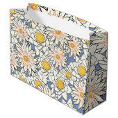 Mooie retro bloemenprint verjaardag blauw groot cadeauzakje (Achterkant Gekanteld)