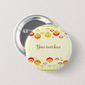 Mooie retro bloementuin met een naam ronde button 5,7 cm (Voorkant /achterkant)