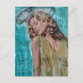 Mooie retro dame Mixed media collage Briefkaart (Voorkant)