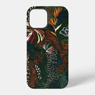 Mooie retro handgetekende bloem, tropische palm iPhone 12 hoesje
