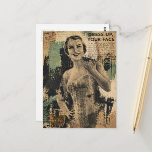 Mooie Retro Kanten Dame Collage Briefkaart