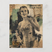 Mooie Retro Kanten Dame Collage Briefkaart (Voorkant)