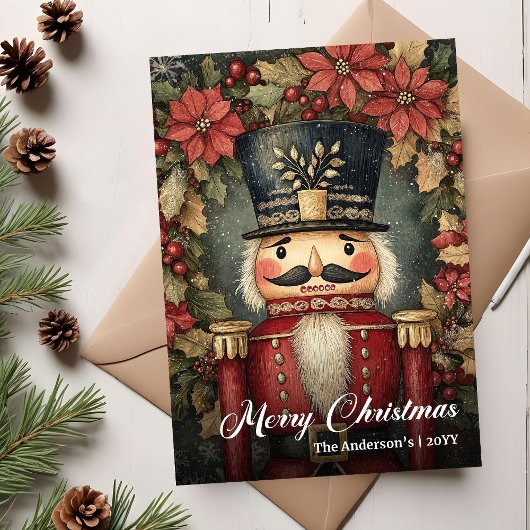 Mooie retro kerst notenkraker kaart bewerkbaar