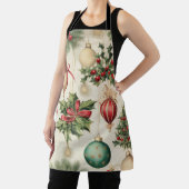 Mooie retro kerstballen & holly schort (Insitu)