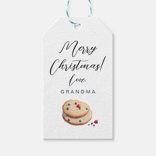 Mooie Retro Kerstkoekjes Waterverf Cadeaulabel (Voorkant)