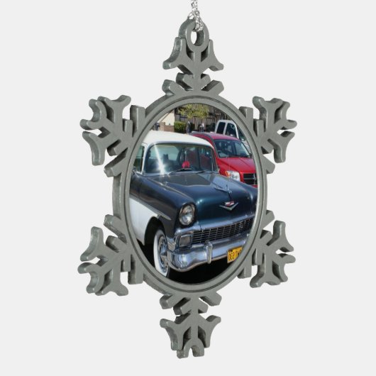 Mooie  retro klassieke Amerikaanse auto Tin Sneeuwvlok Ornament (Links)