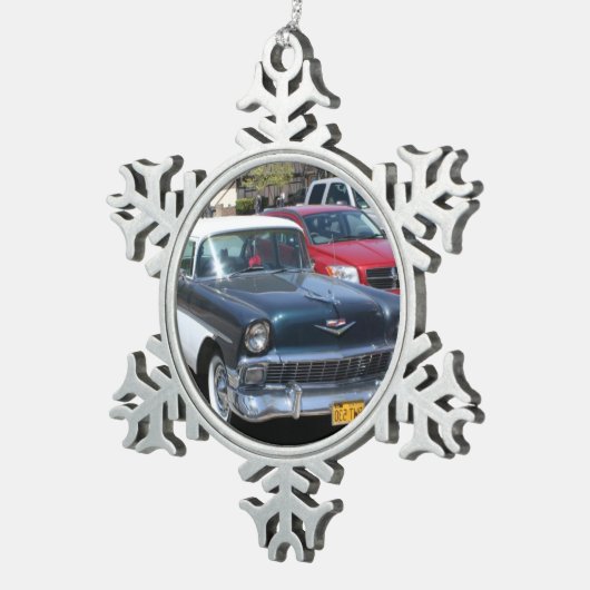 Mooie  retro klassieke Amerikaanse auto Tin Sneeuwvlok Ornament (Rechts)