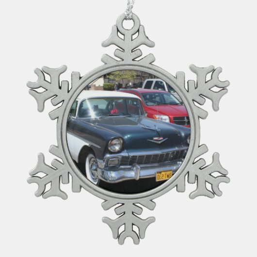 Mooie  retro klassieke Amerikaanse auto Tin Sneeuwvlok Ornament (Voorkant)