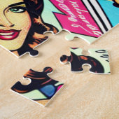 Mooie Retro Lady aan het strand met Cocktail Legpuzzel (Zijkant)