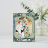 Mooie Retro Lady en Kerstboom Feestdagenkaart (Staand voorkant)