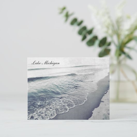 Mooie Retro Lake Michigan Shoreline Beach Briefkaart (Staand voorkant)