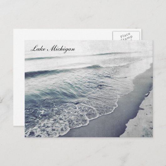 Mooie Retro Lake Michigan Shoreline Beach Briefkaart (Voorkant / Achterkant)
