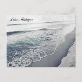 Mooie Retro Lake Michigan Shoreline Beach Briefkaart