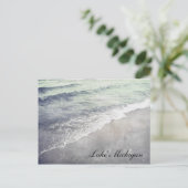 Mooie Retro Lake Michigan Shoreline Beach Briefkaart (Staand voorkant)