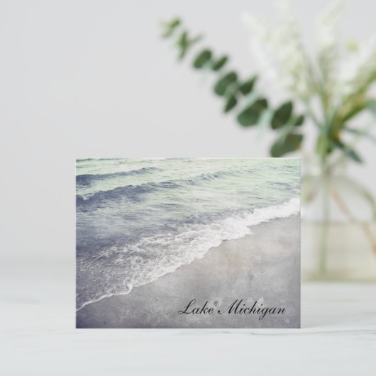 Mooie Retro Lake Michigan Shoreline Beach Briefkaart (Staand voorkant)