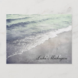 Mooie Retro Lake Michigan Shoreline Beach Briefkaart