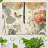 Mooie retro Libel, Vlinder Theedoek (Gevouwen)