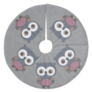Mooie Retro Owl Fleece Kerstboom Rok