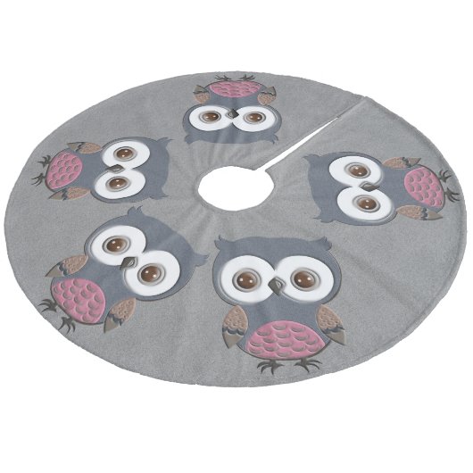 Mooie Retro Owl Fleece Kerstboom Rok (Gekanteld)