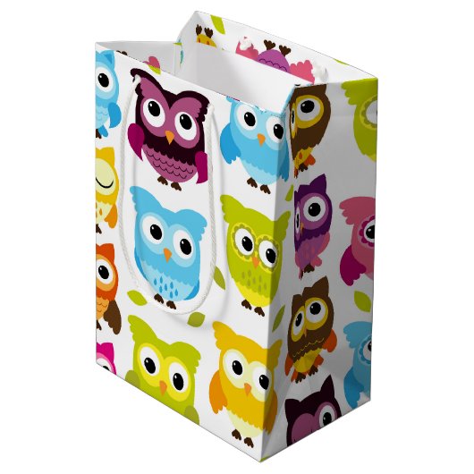 Mooie Retro Owl Medium Cadeauzakje (Achterkant Gekanteld)