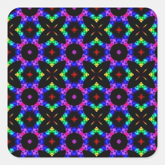 Mooie Retro Pattern Square Sticker (Voorkant)