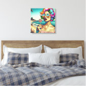 Mooie Retro Pop Art Vrouw met Lollipop Canvas Afdruk (Insitu (Slaapkamer))
