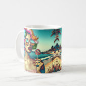 Mooie Retro Pop Art Vrouw met Lollipop Koffiemok (Voorkant links)