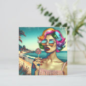 Mooie Retro Pop Art Vrouw met Lolly (Staand voorkant)