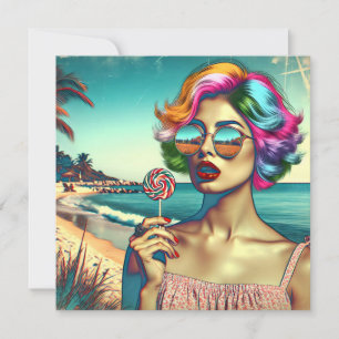 Mooie Retro Pop Art Vrouw met Lolly