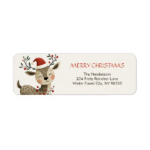 Mooie Retro Rendier Kerst Retouradreslabel