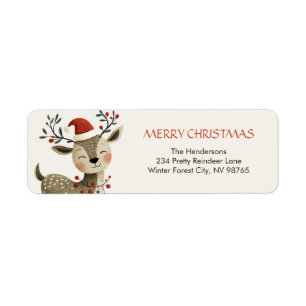 Mooie Retro Rendier Kerst Retouradreslabel Etiket