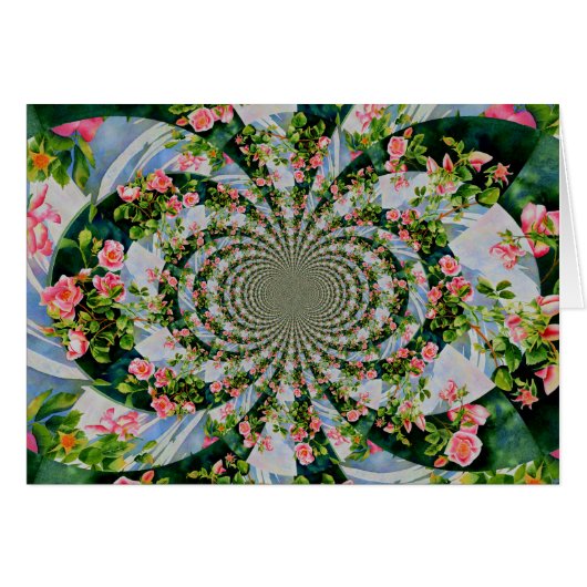 Mooie retro roze rode rozen waterverf bloemenmolen (Voorkant Horizontaal)