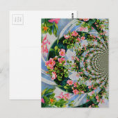 Mooie retro roze rode rozen waterverf bloemenmolen briefkaart (Voorkant / Achterkant)