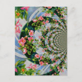 Mooie retro roze rode rozen waterverf bloemenmolen briefkaart (Voorkant)