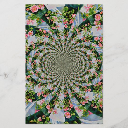 Mooie retro roze rode rozen waterverf bloemenmolen briefpapier (Voorkant)