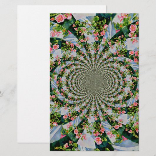 Mooie retro roze rode rozen waterverf bloemenmolen briefpapier (Voorkant / Achterkant)