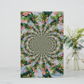 Mooie retro roze rode rozen waterverf bloemenmolen briefpapier (Staand voorkant)