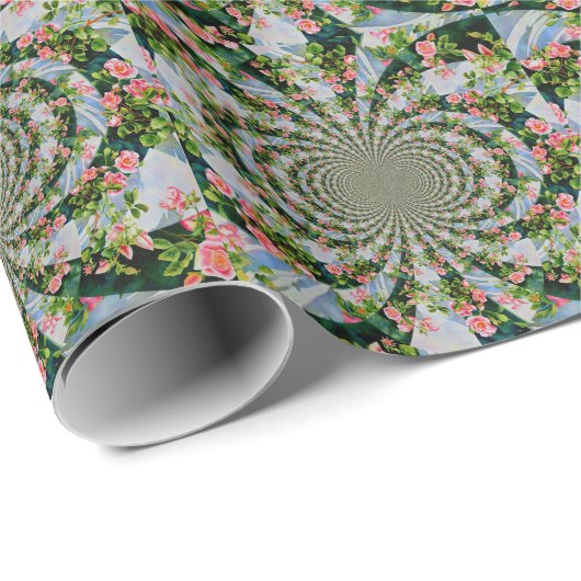 Mooie retro roze rode rozen waterverf bloemenmolen cadeaupapier (Rol Hoek)