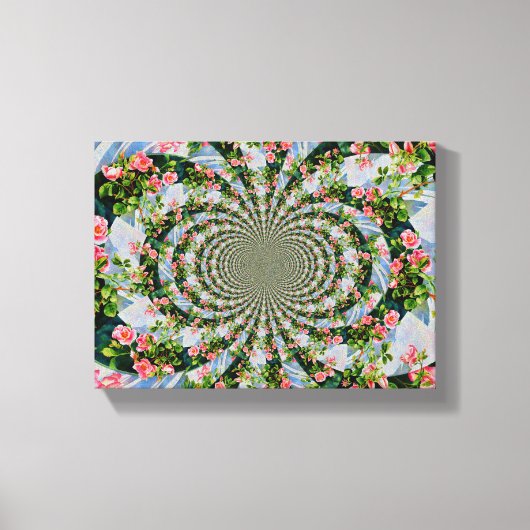 Mooie retro roze rode rozen waterverf bloemenmolen canvas afdruk (Voorkant)