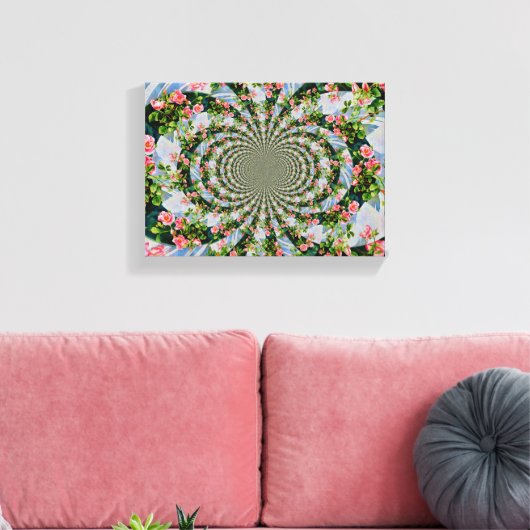 Mooie retro roze rode rozen waterverf bloemenmolen canvas afdruk (Insitu (Woonkamer))