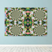 Mooie retro roze rode rozen waterverf bloemenmolen canvas afdruk (Insitu (Houten vloer))