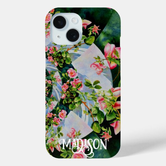 Mooie retro roze rode rozen waterverf bloemenmolen Case-Mate iPhone case (Achterkant)