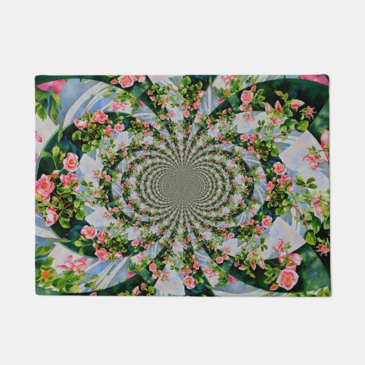 Mooie retro roze rode rozen waterverf bloemenmolen deurmat (Voorkant)