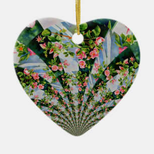 Mooie retro roze rode rozen waterverf bloemenmolen keramisch ornament