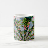 Mooie retro roze rode rozen waterverf bloemenmolen koffiemok (Center)