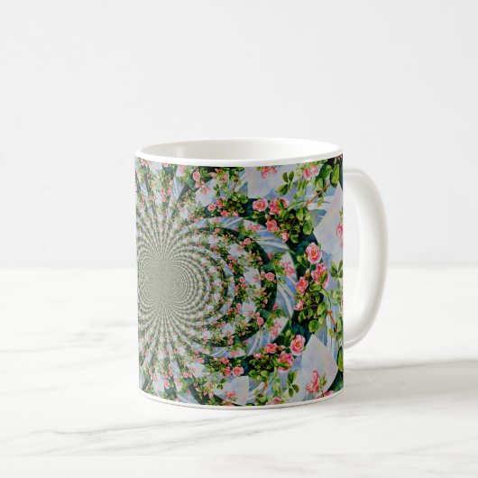 Mooie retro roze rode rozen waterverf bloemenmolen koffiemok (Voorkant rechts)