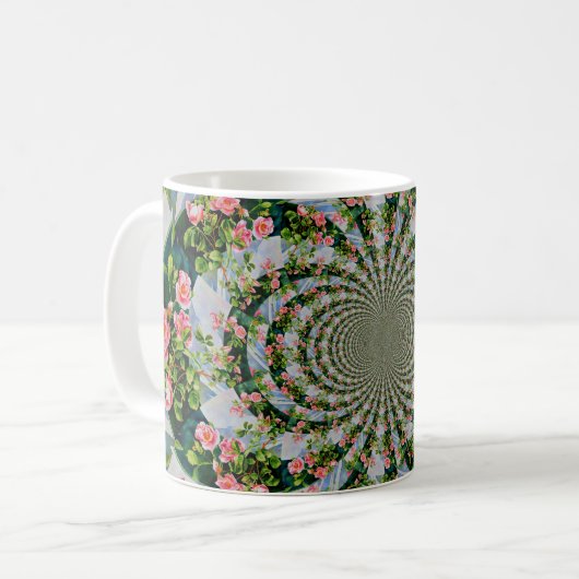 Mooie retro roze rode rozen waterverf bloemenmolen koffiemok (Voorkant links)